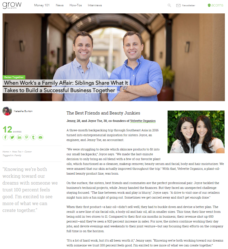 Velvette's Interview on Grow from Acorns!