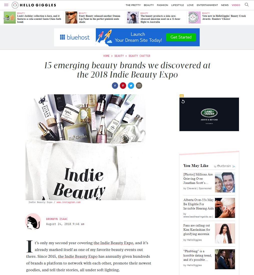 One of 15 Emerging Beauty Brands Discovered by HelloGiggles at IBE NY 2018!