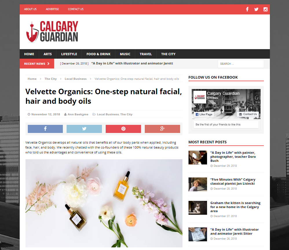 Featured on the Calgary Guardian!!